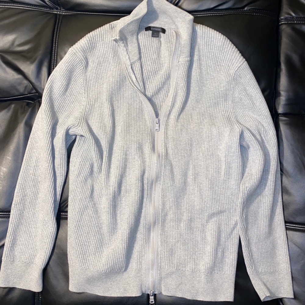 Double zipper express sweater jacket knit